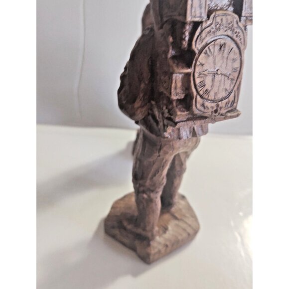 Gorgeous Vintage Wood Carvings Clock Seller & Flower Lady signed ADN - Picture 9 of 16